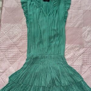 Elegant Teal Pleated Dress